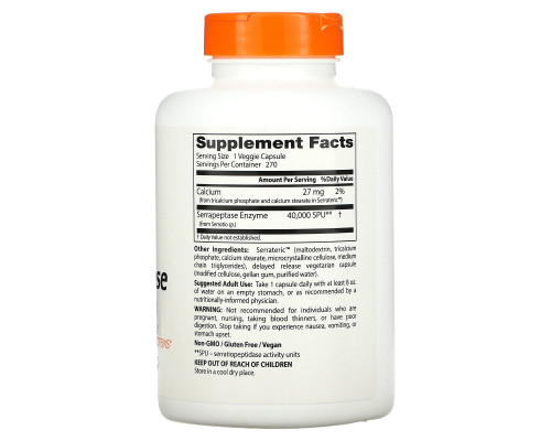 Doctor's Best Серрапептаза (Best Serrapeptase) 270 растительных капсул Doctor's Best Серрапептаза (Best Serrapeptase) 270 растительных капсул