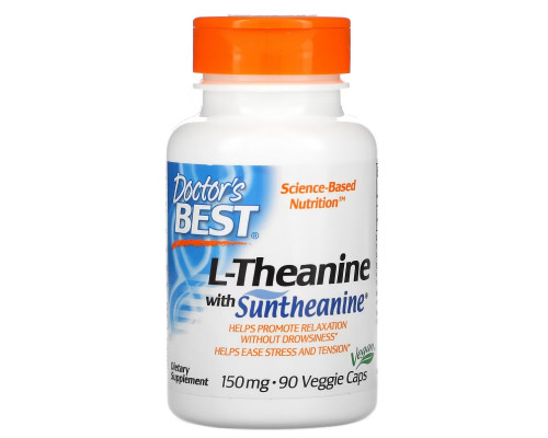 Doctor's Best, Сантианин L-тианин, 150 мг, 90 капсул на растительной основе Doctor's Best, Сантианин L-тианин, 150 мг, 90 капсул на растительной основе