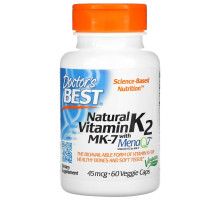 Doctor's Best Натуральный витамин K2 Mena Q7 45 мкг 60 растительных капсул