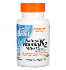 Doctor's Best Натуральный витамин K2 Mena Q7 45 мкг 60 растительных капсул