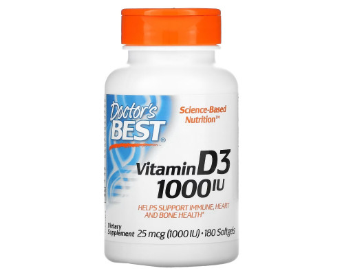 Doctor's Best Витамин D3 1000 МЕ 180 капсул Doctor's Best Витамин D3 1000 МЕ 180 капсул