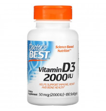 Doctor's Best, Витамин D3, 2,000 МЕ, 180 мягких таблеток