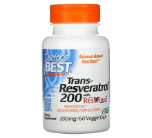 Doctor's Best, Транс-ресвератрол 200 с ресвинолом, 200 мг, 60 вегетарианских капсул
