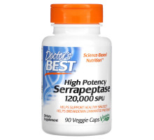 Doctor's Best Высокоэффективная серрапептаза (Best High Potency Serrapeptase) 120 000 SPU 90 растительных капсул