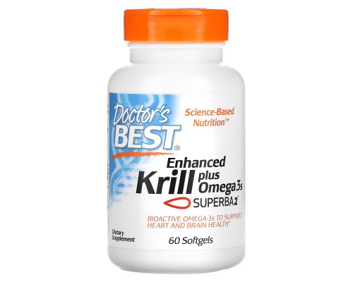 Doctor's Best Настоящий криль с ДГК и ЭПК 60 гелевых капсул Doctor's Best Настоящий криль с ДГК и ЭПК 60 гелевых капсул