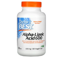 Doctor's Best, Альфа-липоевая кислота, 600 мг, 180 вегетарианских капсул