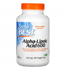 Doctor's Best, Альфа-липоевая кислота, 600 мг, 180 вегетарианских капсул