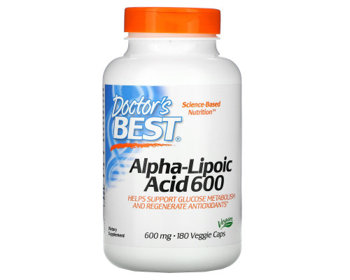 Doctor's Best, Альфа-липоевая кислота, 600 мг, 180 вегетарианских капсул Doctor's Best, Альфа-липоевая кислота, 600 мг, 180 вегетарианских капсул