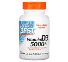 Doctor's Best, Витамин D3, 5000 МЕ, 360 мягких капсул