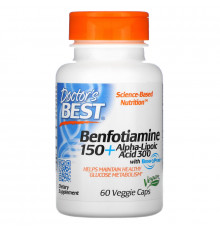 Doctor's Best, Best Benfotiamine 150 + альфа-липоевая кислота 300, 60 растительных капсул