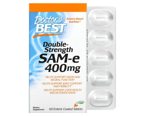 Doctor's Best SAMe 400 двойного действия 60 таблеток покрытых оболочкой Doctor's Best SAMe 400 двойного действия 60 таблеток покрытых оболочкой