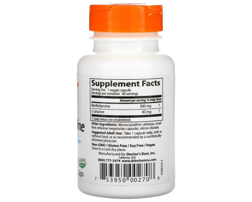 Doctor's Best, Benfotiamine with BenfoPure , 300 mg, 60 Veggie Caps Doctor's Best, Benfotiamine with BenfoPure , 300 mg, 60 Veggie Caps