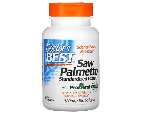 Doctor's Best Best Saw Palmetto Со пальметто Стандартизированный экстракт 320 мг 180 гелевых капсул Doctor's Best Best Saw Palmetto Со пальметто Стандартизированный экстракт 320 мг 180 гелевых капсул