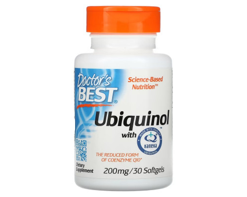 Doctor's Best, Кофермент Q восстановленный (убихинол) с добавлением Kaneka QH (Best Ubiquinol), 200 мг, 30 мягких таблеток Doctor's Best, Кофермент Q восстановленный (убихинол) с добавлением Kaneka QH (Best Ubiquinol), 200 мг, 30 мягких таблеток
