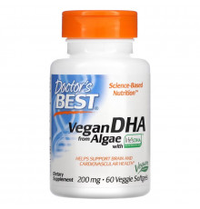 Doctor's Best Растительная ДГК (Best Vegetarian DHA) из морских водорослей 200 мг 60 растительных таблеток