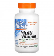 Doctor's Best, мультивитаминный комплекс с Vitashine D3 и Quatrefolic, 90 растительных капсул