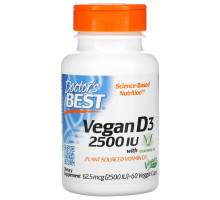 Doctor's Best Best Vegan D3 витамин D3 из растительных источников 2500 МЕ 60 вегетарианских капсул