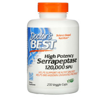 Doctor's Best Лучшая высокоэффективная серрапептаза  120000 SPUs 270 растительных капсул