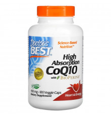 Doctor's Best, коэнзим Q10 с высокой степенью всасывания, с BioPerine, 400 мг, 180 растительных капсул