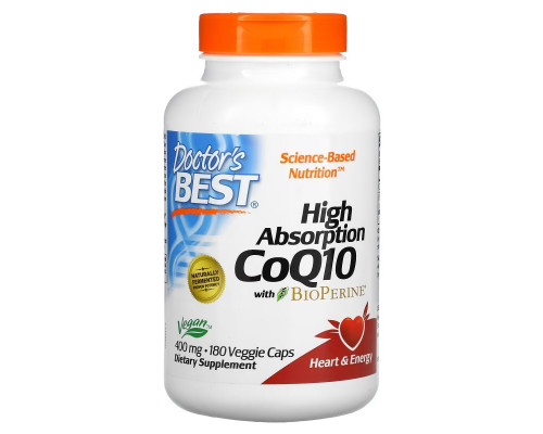Doctor's Best, коэнзим Q10 с высокой степенью всасывания, с BioPerine, 400 мг, 180 растительных капсул Doctor's Best, коэнзим Q10 с высокой степенью всасывания, с BioPerine, 400 мг, 180 растительных капсул