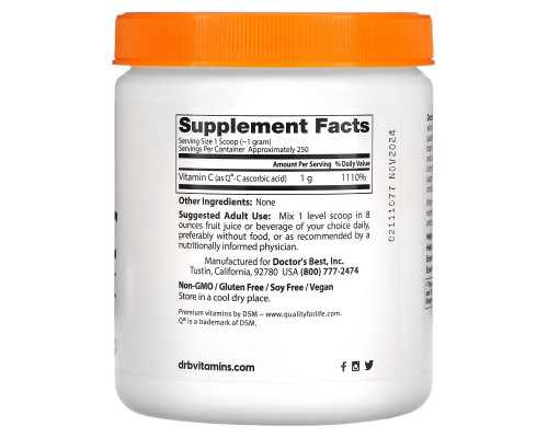 Doctor's Best Порошкообразный витамин С (Best Vitamin C Powder) 88 унций (250 г) Doctor's Best Порошкообразный витамин С (Best Vitamin C Powder) 88 унций (250 г)