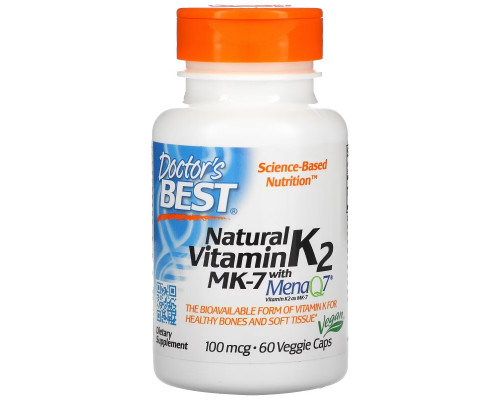 Doctor's Best MK-7 Featuring MenaQ7 Natural Vitamin K2 100 mcg 60 Veggie Caps Doctor's Best MK-7 Featuring MenaQ7 Natural Vitamin K2 100 mcg 60 Veggie Caps