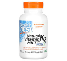 Doctor's Best Натуральный витамин K2 Mena Q7 45 мкг 180 капсул на растительной основе