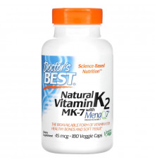 Doctor's Best Натуральный витамин K2 Mena Q7 45 мкг 180 капсул на растительной основе