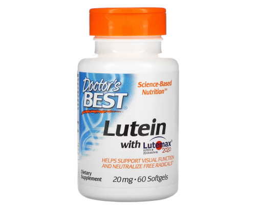 Doctor's Best Best Lutein Featuring Lutemax 20 mg 60 Softgels Doctor's Best Best Lutein Featuring Lutemax 20 mg 60 Softgels