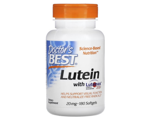 Doctor's Best, Лютеин с Lutemax 2020, 20 мг, 180 капсул Doctor's Best, Лютеин с Lutemax 2020, 20 мг, 180 капсул