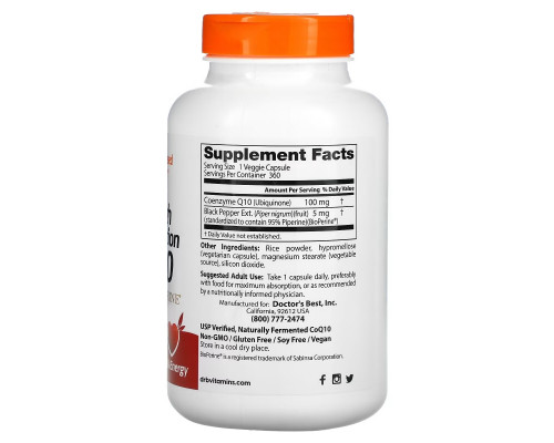 Doctor's Best, Hi Поглощение Коэнзима Q10, 100мг, 360 Вегетарианских Капсул Doctor's Best, Hi Поглощение Коэнзима Q10, 100мг, 360 Вегетарианских Капсул