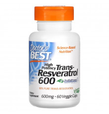Doctor's Best, Транс-Ресвератрол 600, 600 мг, 60 Вегетарианских Капсул