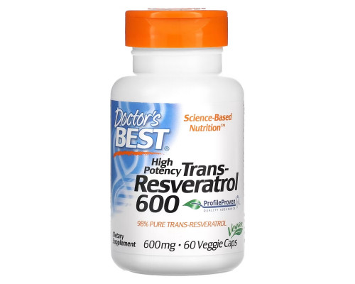 Doctor's Best, Транс-Ресвератрол 600, 600 мг, 60 Вегетарианских Капсул Doctor's Best, Транс-Ресвератрол 600, 600 мг, 60 Вегетарианских Капсул