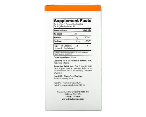 Doctor's Best, Fish Collagen with Naticol, Fischkollagen mit Naticol, 5 g, 30 Pulverpackungen Doctor's Best, Fish Collagen with Naticol, Fischkollagen mit Naticol, 5 g, 30 Pulverpackungen