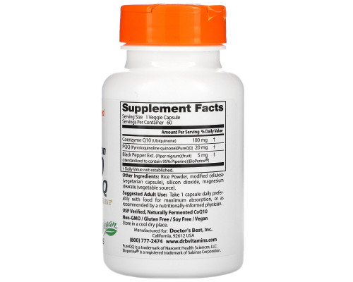 Doctor's Best, CoQ10 Plus PQQ, 60 Veggie Caps Doctor's Best, CoQ10 Plus PQQ, 60 Veggie Caps