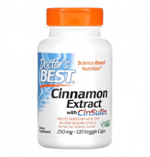 Doctor's Best, Экстракт корицы и CinSulin, 250 мг, 120 растительных капсул
