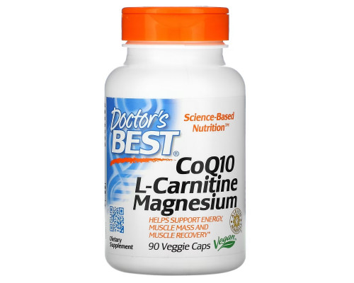 Doctor's Best, CoQ10 L-карнитин магний, 90 вегетарианских капсул