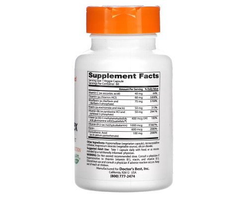 Doctor's Best, Fully Active B Complex with Quatrefolic, 60 Veggie Caps Doctor's Best, Fully Active B Complex with Quatrefolic, 60 Veggie Caps