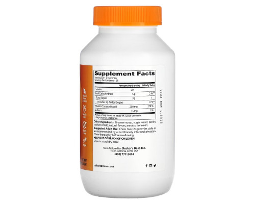 Doctor's Best, Vitamin C Gummies, Orange Bliss, 125 mg, 120 Gummies Doctor's Best, Vitamin C Gummies, Orange Bliss, 125 mg, 120 Gummies