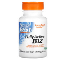 Doctor's Best, активный витамин B12, 1500 мкг, 180 вегетарианских капсул