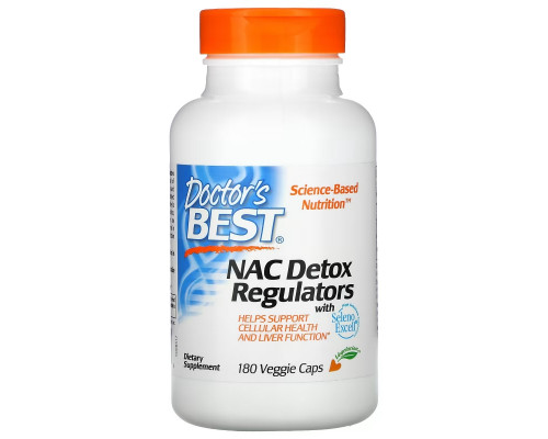 Doctor's Best, N-ацетилцистеин (NAC) для регуляции процесса детоксикации, 180 растительных капсул Doctor's Best, N-ацетилцистеин (NAC) для регуляции процесса детоксикации, 180 растительных капсул