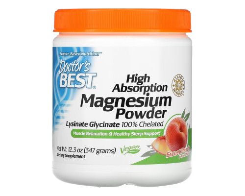 Doctor's Best, High Absorption Magnesium Powder, Sweet Peach, 12.3 oz (347 g) Doctor's Best, High Absorption Magnesium Powder, Sweet Peach, 12.3 oz (347 g)