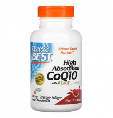 Doctor's Best, коэнзим Q10 с высокой степенью усвоения, с BioPerine, 300 мг, 90 вегетарианских капсул