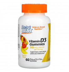 Doctor's Best, Vitamin D3 Gummies, Tropical Tango, 25 mcg (1,000 IU), 60 Gummies