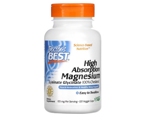 Doctor's Best, High Absorption Magnesium, 52.5 mg, 120 Veggie Caps Doctor's Best, High Absorption Magnesium, 52.5 mg, 120 Veggie Caps