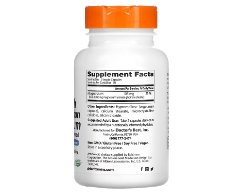 Doctor's Best, High Absorption Magnesium, 52.5 mg, 120 Veggie Caps Doctor's Best, High Absorption Magnesium, 52.5 mg, 120 Veggie Caps