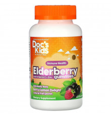 Doctor's Best, Doc's Kids, Elderberry Gummies with Vitamin C + Zinc, Berry Lemon Delight Flavor, 60 Gummies