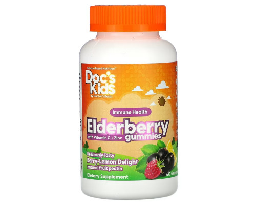 Doctor's Best, Doc's Kids, Elderberry Gummies with Vitamin C + Zinc, Berry Lemon Delight Flavor, 60 Gummies Doctor's Best, Doc's Kids, Elderberry Gummies with Vitamin C + Zinc, Berry Lemon Delight Flavor, 60 Gummies