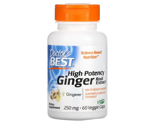 Doctor's Best, High Potency Ginger Root Extract, 250 mg, 60 Veggie Caps Doctor's Best, High Potency Ginger Root Extract, 250 mg, 60 Veggie Caps