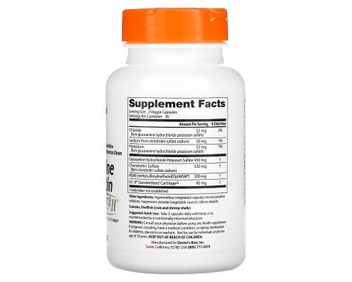 Doctor's Best, Glucosamine Chondroitin, MSM + UCII, 90 Veggie Capsule Doctor's Best, Glucosamine Chondroitin, MSM + UCII, 90 Veggie Capsule
